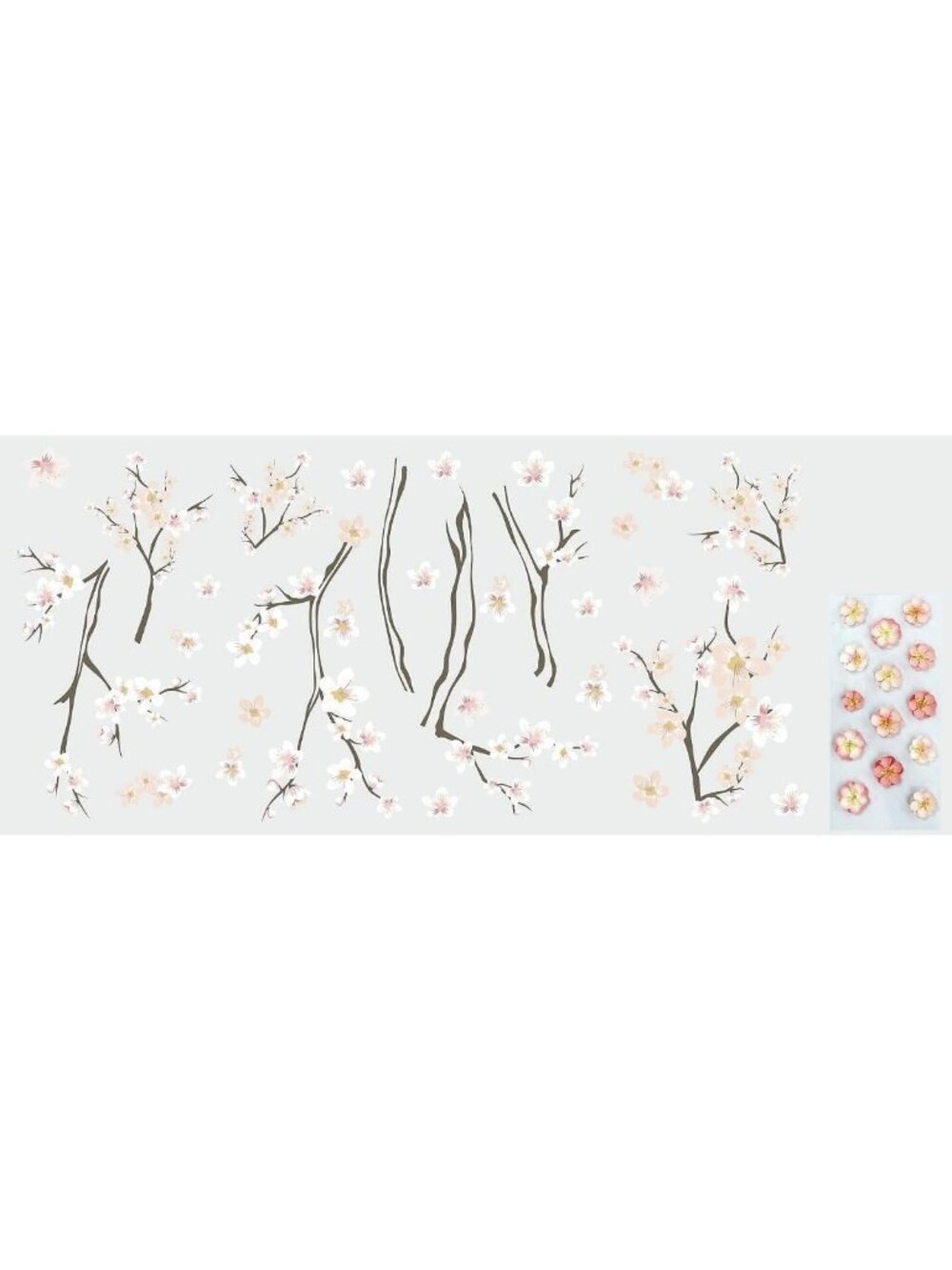Cherry Blossom Branch Peel and Stick Wall Decals for Home Decor, Removable Art